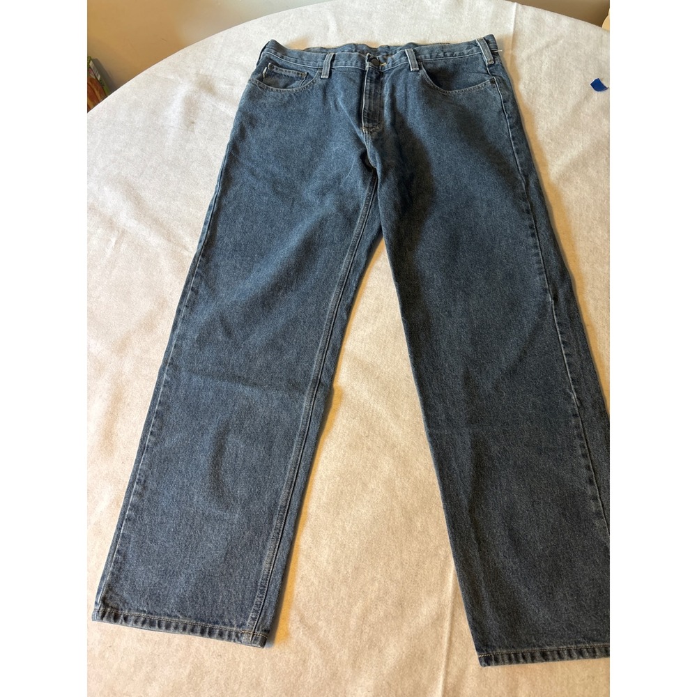 Carhartt Relaxed Fit Straight Leg Jeans Dark Wash Blue Mens 36x31 Workwear Denim